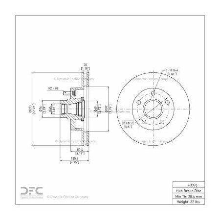 Dynamic Friction Co Disc Brake Rotor - 600-40096 600-40096
